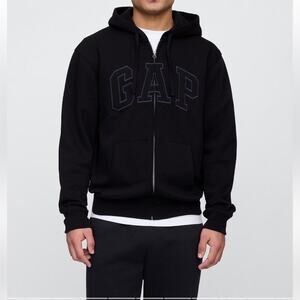NWT Gap Logo Zip Black Hoodie Size L